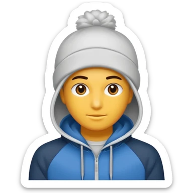 Saçı arkadan bağlı beyaz tenli kirli sakallı 24 yaşlarında üzerinde gri kapüşonlu sweat olan bir erkek çiz sticker