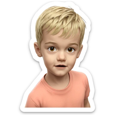 blonde boy indoors looking at viewer sticker