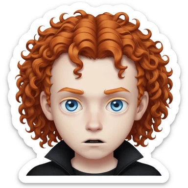 mad goth teen boy with curly ginger hair and blue eyes sticker