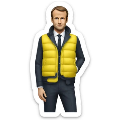 Macron qui dort avec des gilet jaune derrière sticker