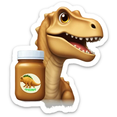 dinosaur with a jar of peanut butter  sticker