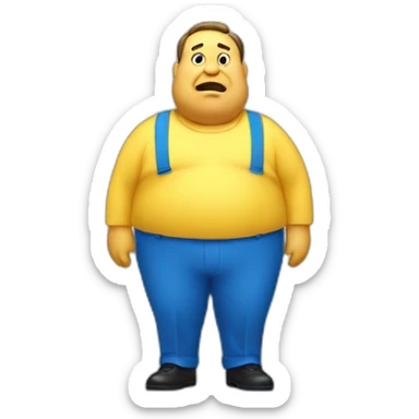 Yellow and blue 50s fat man wondering sticker