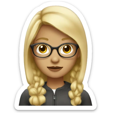 A Girl with Shot blond hair and a glasses  sticker