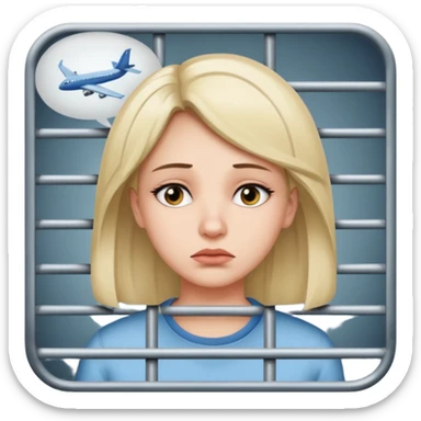 Still wild, but you’ll realize they’re wiser than they seem. Freedom is their top priority — don’t try to cage them.
woman behind bars sad with a text bubble thinking about airplanes sticker