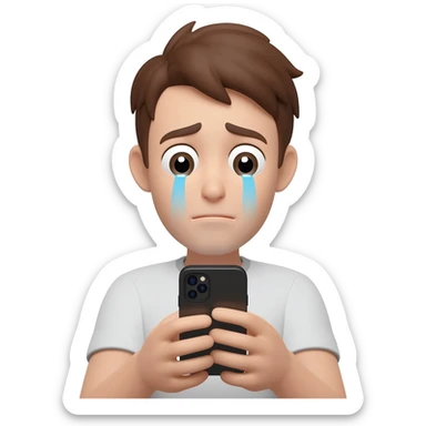 Crying face with handphone sticker