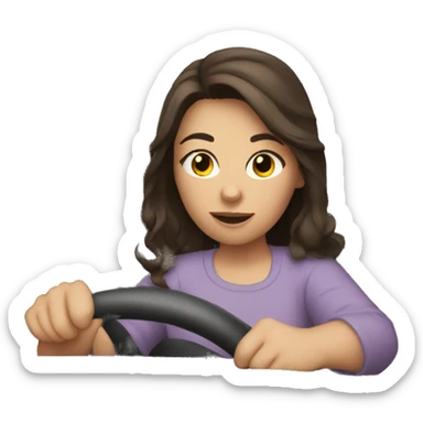 brunette girl driving in a car sticker