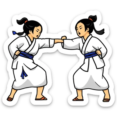 two asian street women fighting sticker