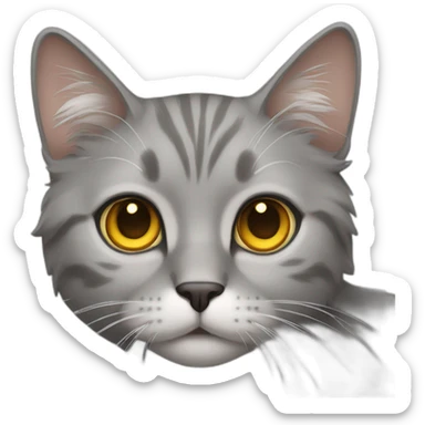 a gray, dry-haired cat with amber eyes sticker