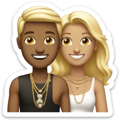 smiling couple with jewelry, light blond women  sticker