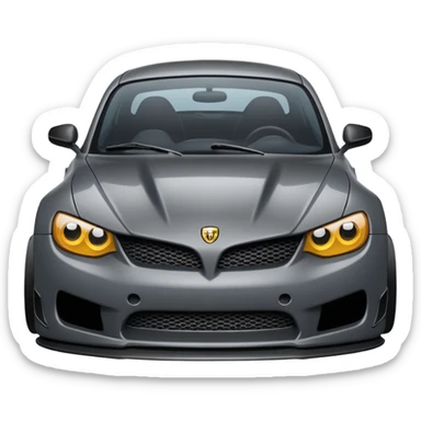 Emoji of a car with wide fenders, carbon fiber hood, and aggressive front bumper sticker