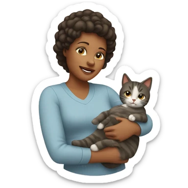 Mom with son and cat sticker