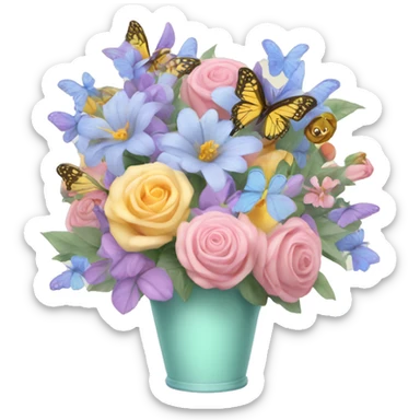 pastel bouquet with butterflies sticker