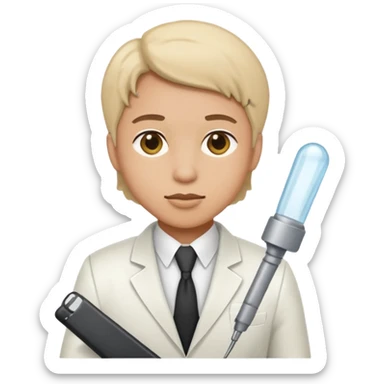 lab investagoter with white suits sticker