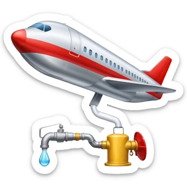 Airplane wing fuel tank being filled with jet fuel from hydrant sticker