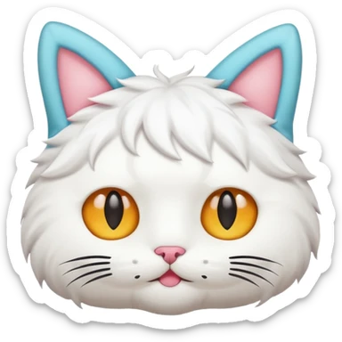 Pillow with cat ears and a face sticker