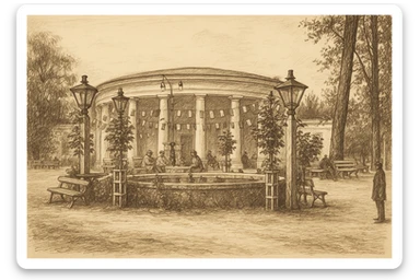 Ротонда в Лазаретном саду Курска в 19 веке - рисованный стиль sticker