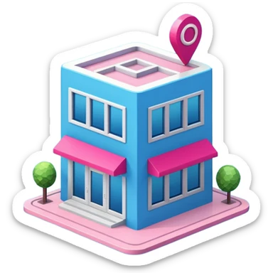 The building houses the Ozon order pickup point in its signature blue (digital blue) and raspberry colors. sticker