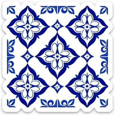 blue and white azulejos Lisbon tile pattern sticker