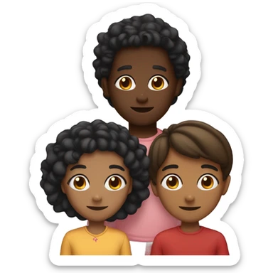 A black girl in the middle two black guys on the side with hearts on the boys heads  sticker
