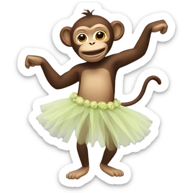 Monkey wearing a tutu dancing sticker
