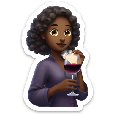 Girl under starry moonlight with wineglass in hand sticker