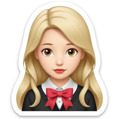 women with neckBow, ling hair style. sticker