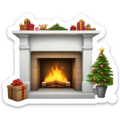 White fireplace xmass sticker