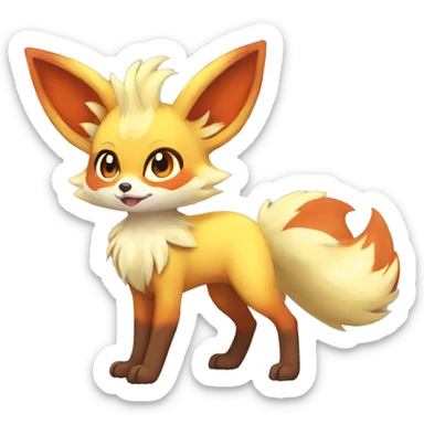 Fennekin-Flareon—Vulpix-Fakemon Full body sticker