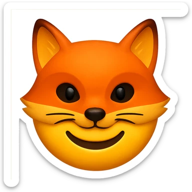 yellow face with orange fox mask, digital illustration, emoji style sticker