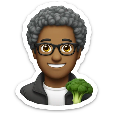 man in his 20s with broccoli hair and glasses in love with an aged man sticker