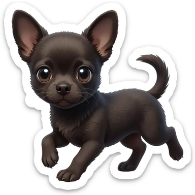 Bébé chihuahua noir marrant poil courut en vacances à la plage sticker