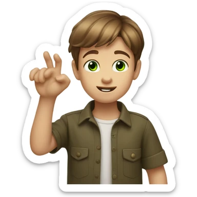 Little boy with short brown hair and green eyes showing his hands like claws  sticker