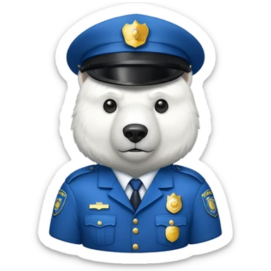 Make a humanoid polar bear dressed as a police sticker