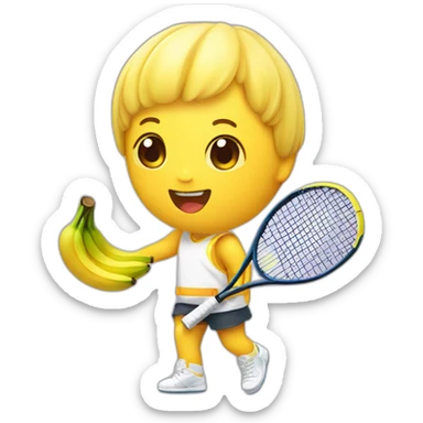 kawaii cute banana tennis player sticker