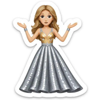 celin dion is singing with mirco and twinkle dresss sticker