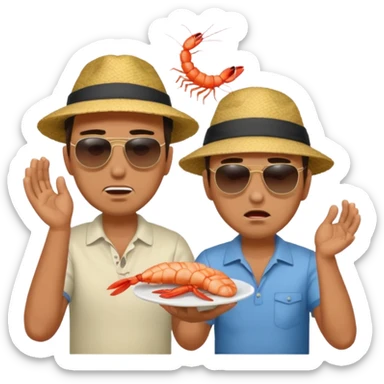 Make one of a man throwing shrimp at another guy angrily sticker