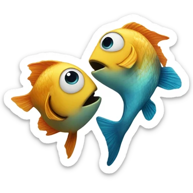 Two fish kiss each other  sticker