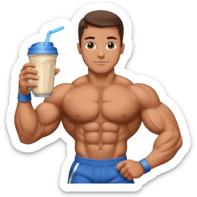bodybuilder with potein shake sticker