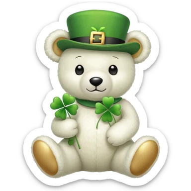 White St patricks day teddy bear sticker