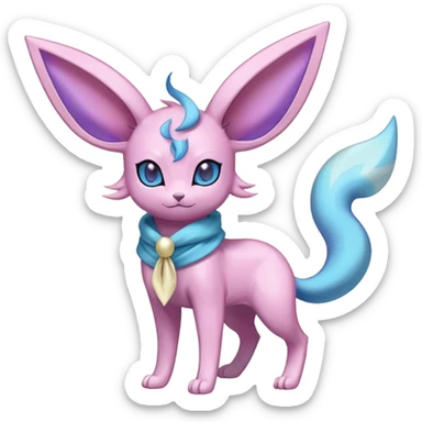 Shiny Cool Sparkly Cute Espeon-Glaceon-Sylveon-Fakemon-hybrid-fusion with a scarf full body sticker