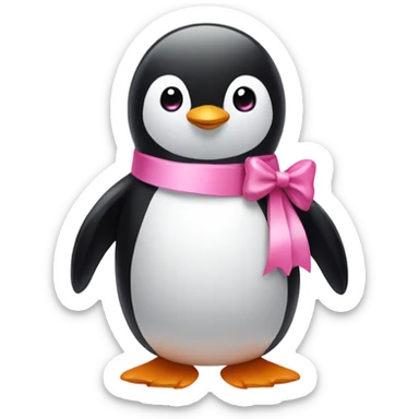 Penguin with pink bow sticker