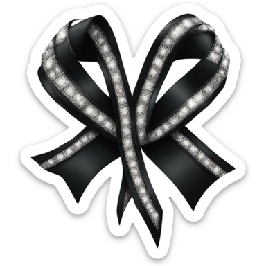 Black ribbon with sparkly diamonds on it sticker