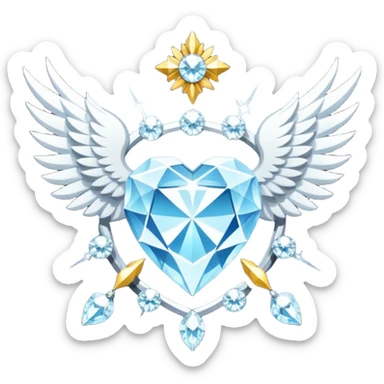 holy diamond emblem with white wings and diamond in the middle sticker