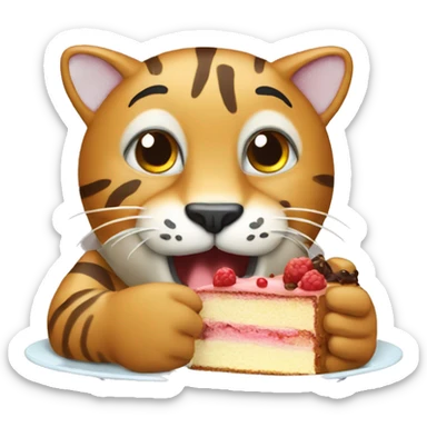 Big cat eating cake sticker