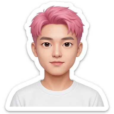 Korean man pink fade hair cut 25 year old  sticker
