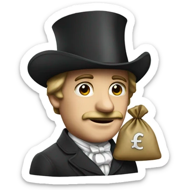 photorealistic british aristocrat with two money bag sticker