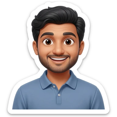 funny indian male teCHER WITH STUBBLE with plain rolltop jumper sticker