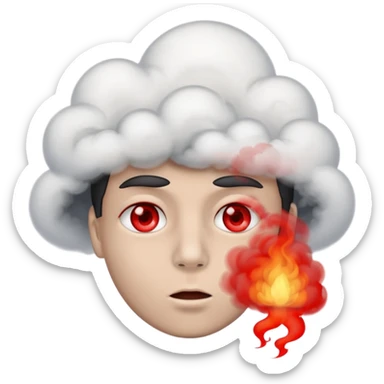 Person with red eyes exhaling smoke sticker