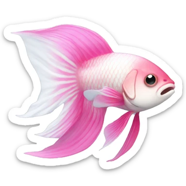 Pink and white beta fish sticker
