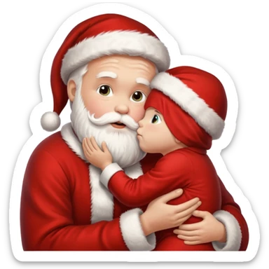 Santa Claus kissing kid sticker
